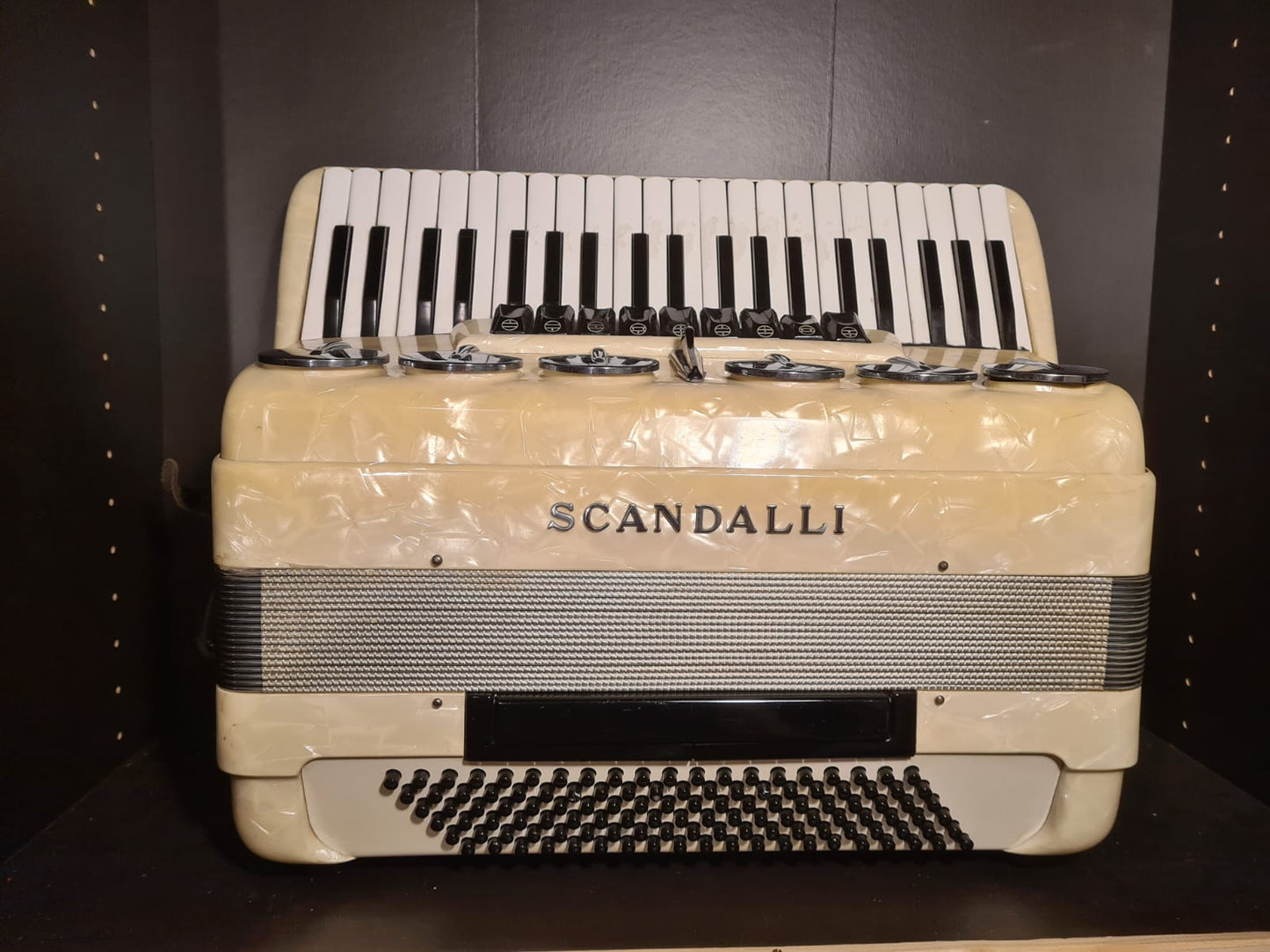 SCANDALLI AKKORDEON 120 bass Italien Weiss Profi Modell Gebraucht mit Garantie
