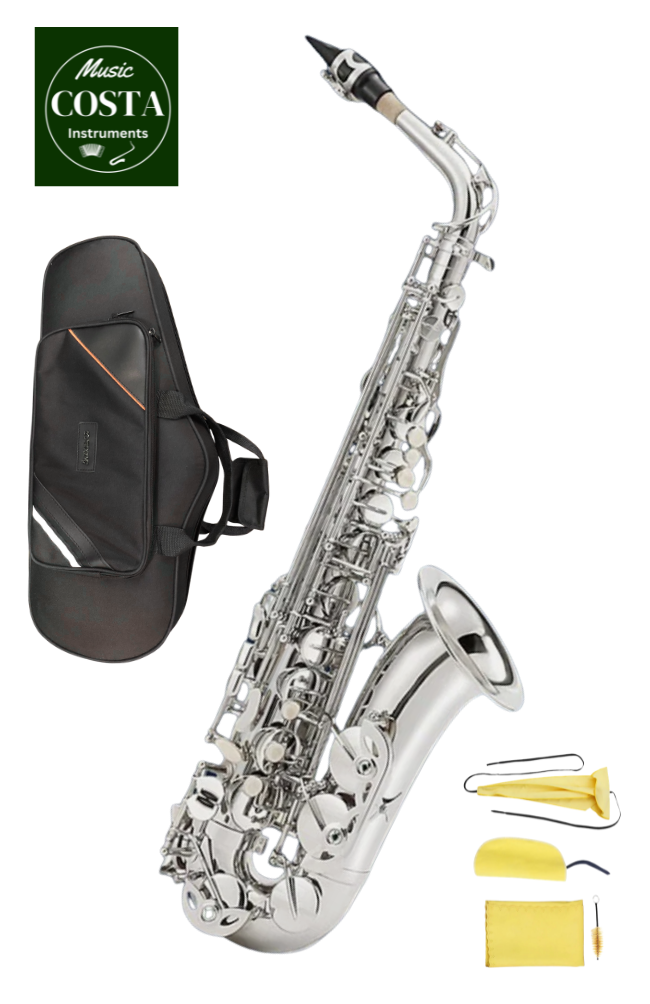 NEU Altsaxophon Silber Schülersaxophon Einsteiger Anfänger Komplett Set mit Rucksack