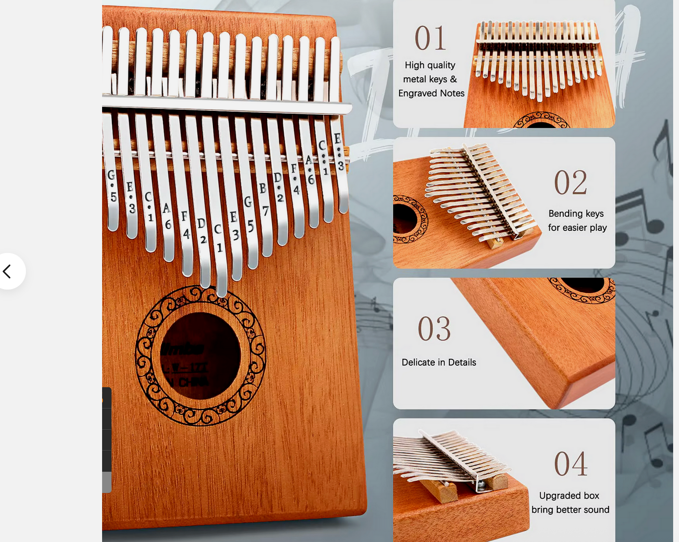 Kalimba Daumenklavier 17 Tasten Instrument C-Dur Kalimba 21 Tasten Mahagoni