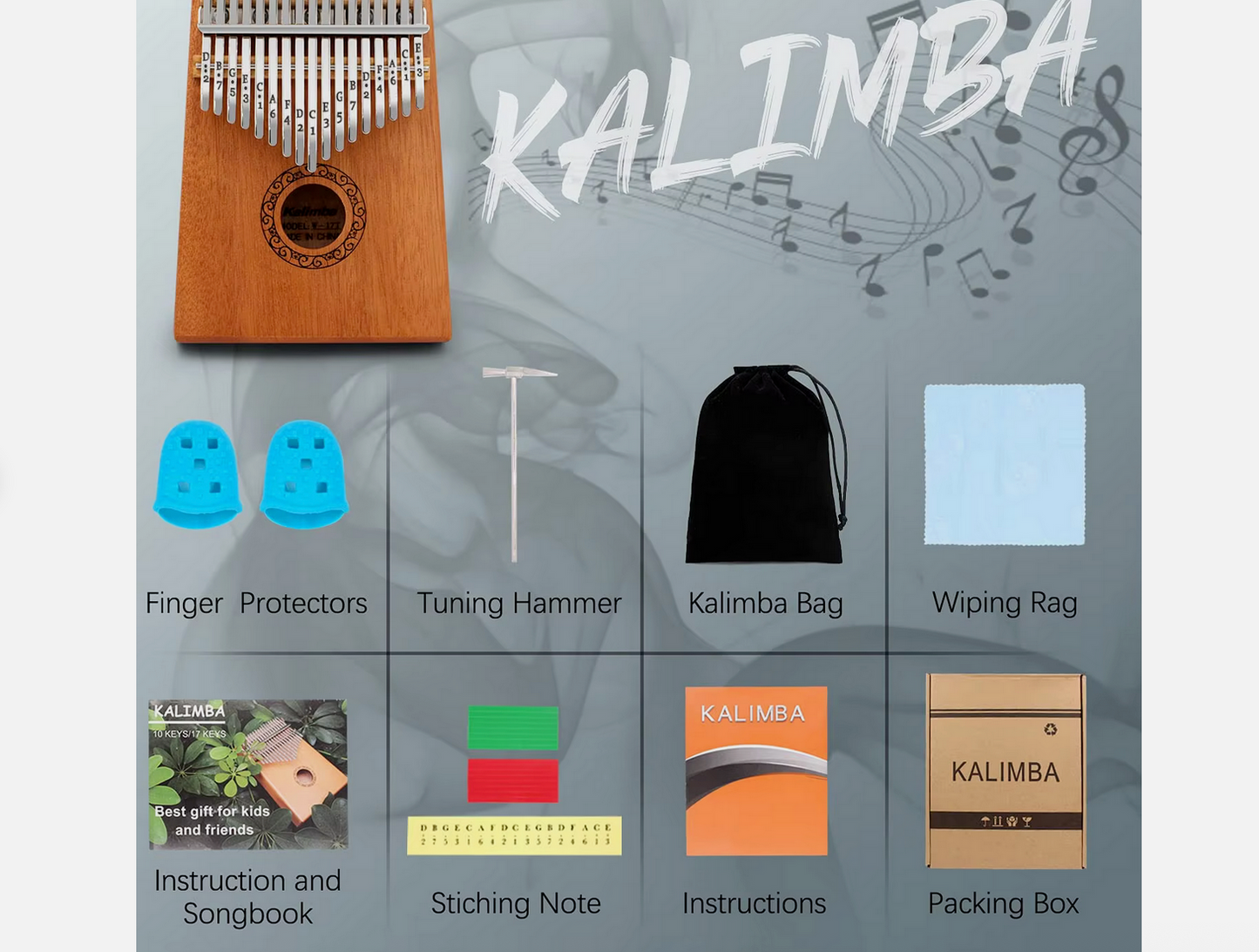 Kalimba Daumenklavier 17 Tasten Instrument C-Dur Kalimba 21 Tasten Mahagoni