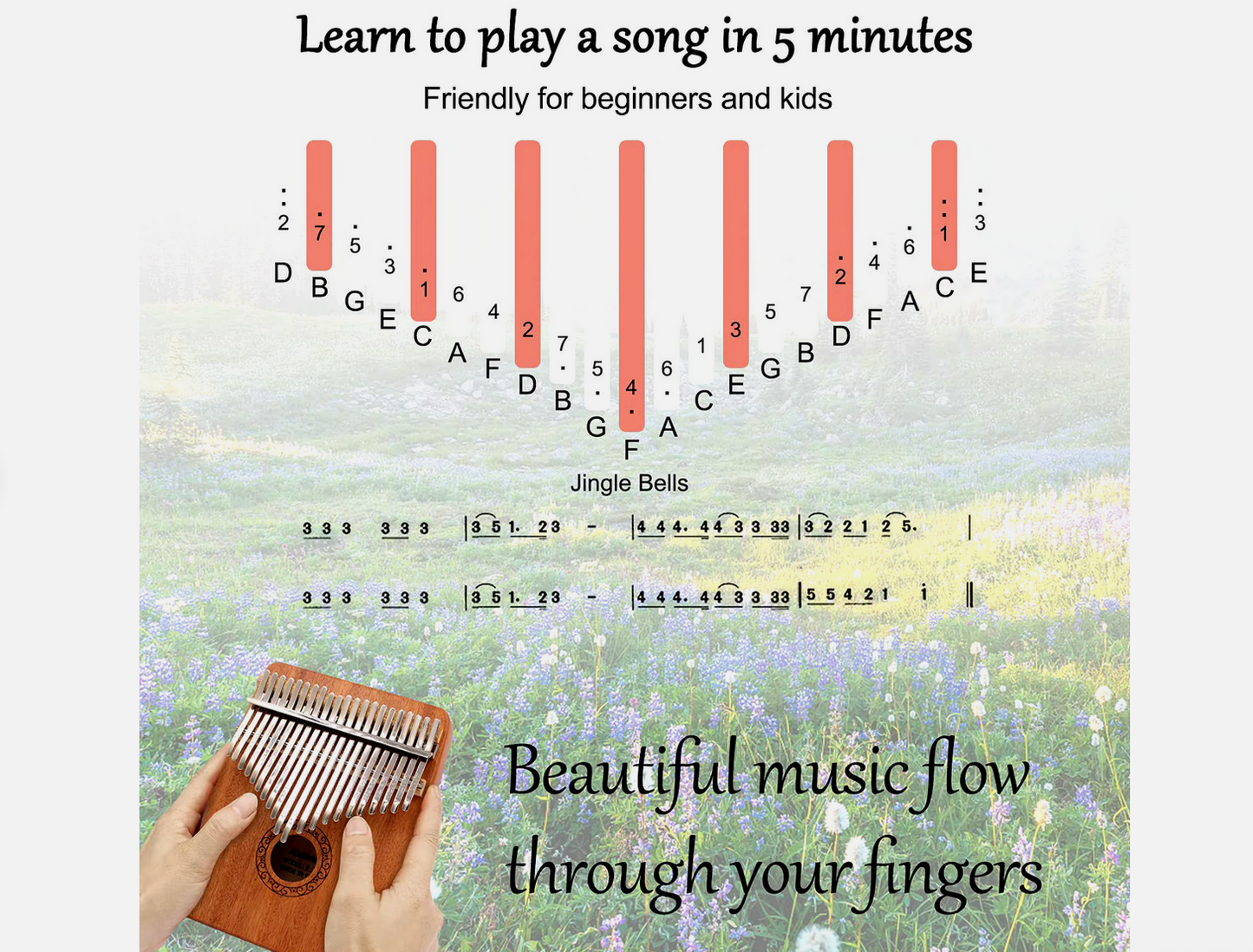 Kalimba Daumenklavier 17 Tasten Instrument C-Dur Kalimba 21 Tasten Mahagoni