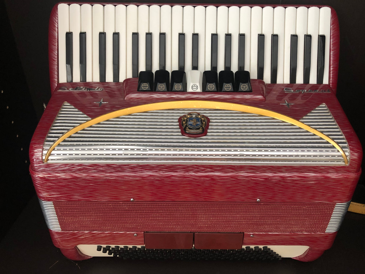 Akkordeon Settimio Soprani 120 Bass 7 Register Rot Kompaktes Frauen modell