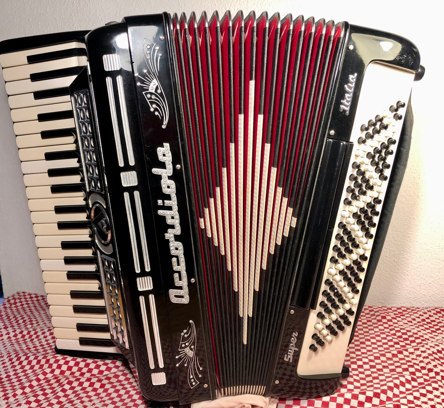 Akkordeon Accordiola 120 Bass 9 Register Schwarz Piano Super Italien