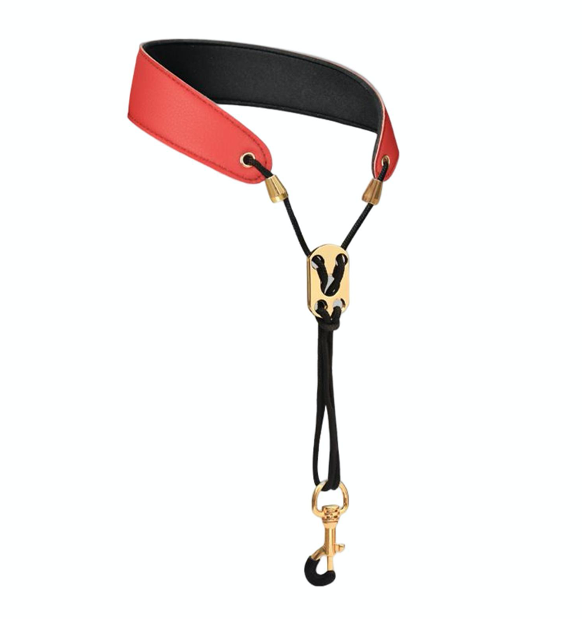 Saxophongurt Leder Braun Klarinettengurt band Trageriemen Tragegurt gepolstert Accessoire