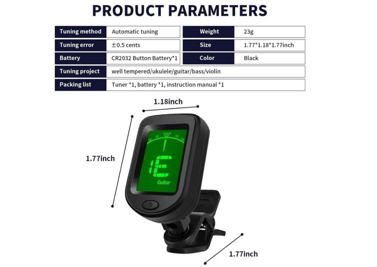 Stimmgerät Clip Tuner Ukulele Gitarre Bass Violine Chromatisch