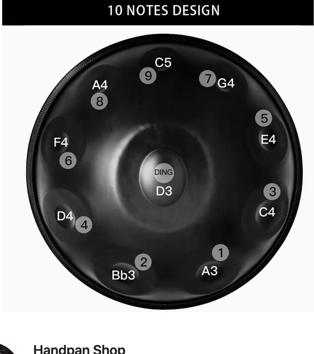 D-Moll Schwarz 10 Töne Handpan Trommel Percussion Trommelstöcke Tasche Dm