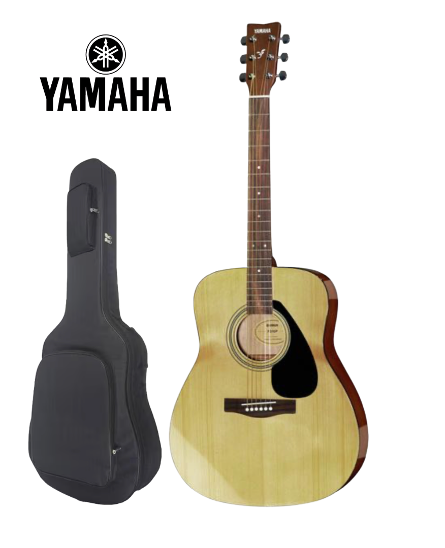 Yamaha Westerngitarre F310P aus Fichte mit Tasche und Stimmgerät, zeigt die Gitarre in Nahaufnahme
