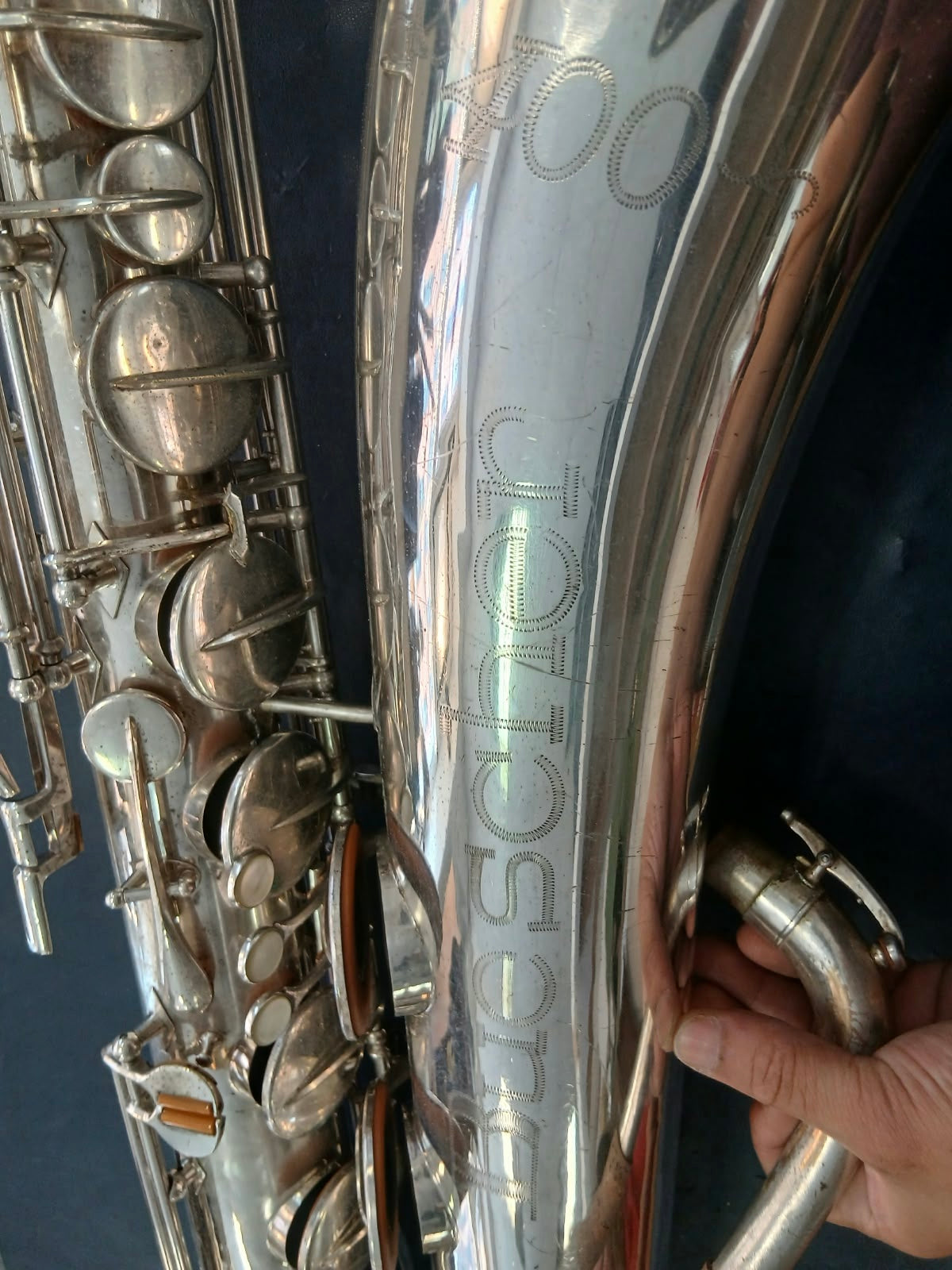 Baritonsaxophon Buescher 400 Silber Versilbert Bariton Saxophon