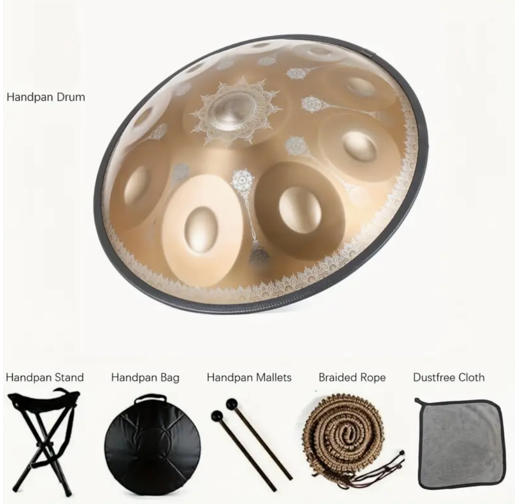 Handpan D-Moll Kupfer Silber 10 Töne Trommel Percussion Klangschale Tasche - Costa Instruments