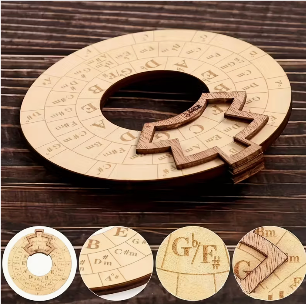 Quintenzirkel Holz Musiklehre Musikschüler Musiktheorie Zubehör Accessoires Improvisieren Lernhilfe Tonleitern