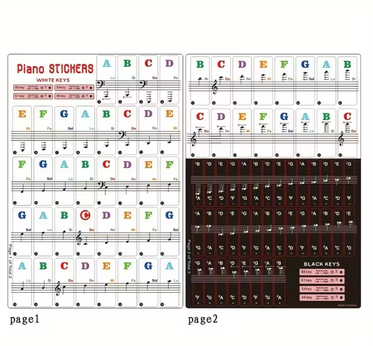 Piano stickers, musical notes, music theory, piano students, piano keys 88/61/54/49, keyboard, accordion, treble keys