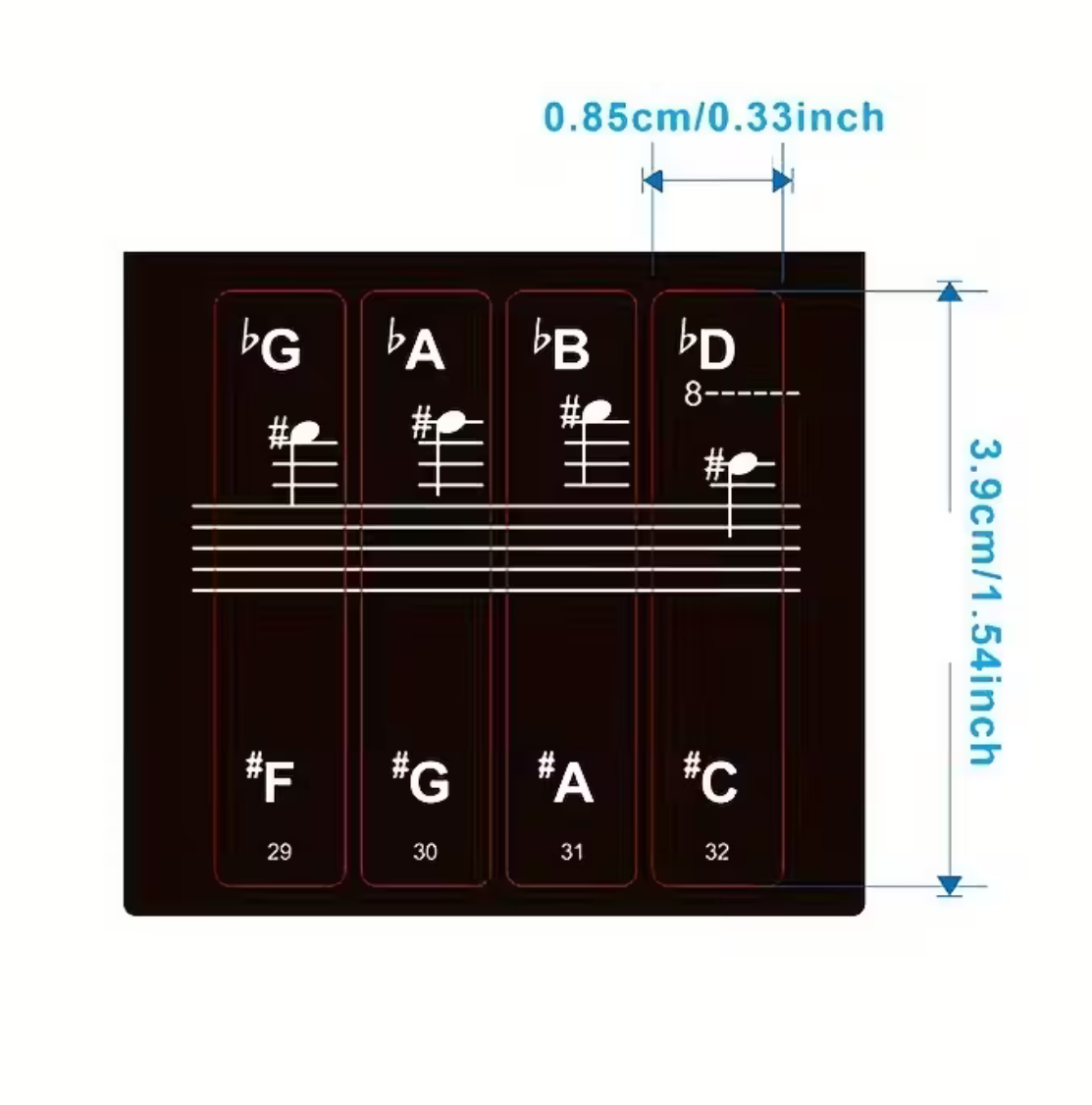 Piano stickers, musical notes, music theory, piano students, piano keys 88/61/54/49, keyboard, accordion, treble keys