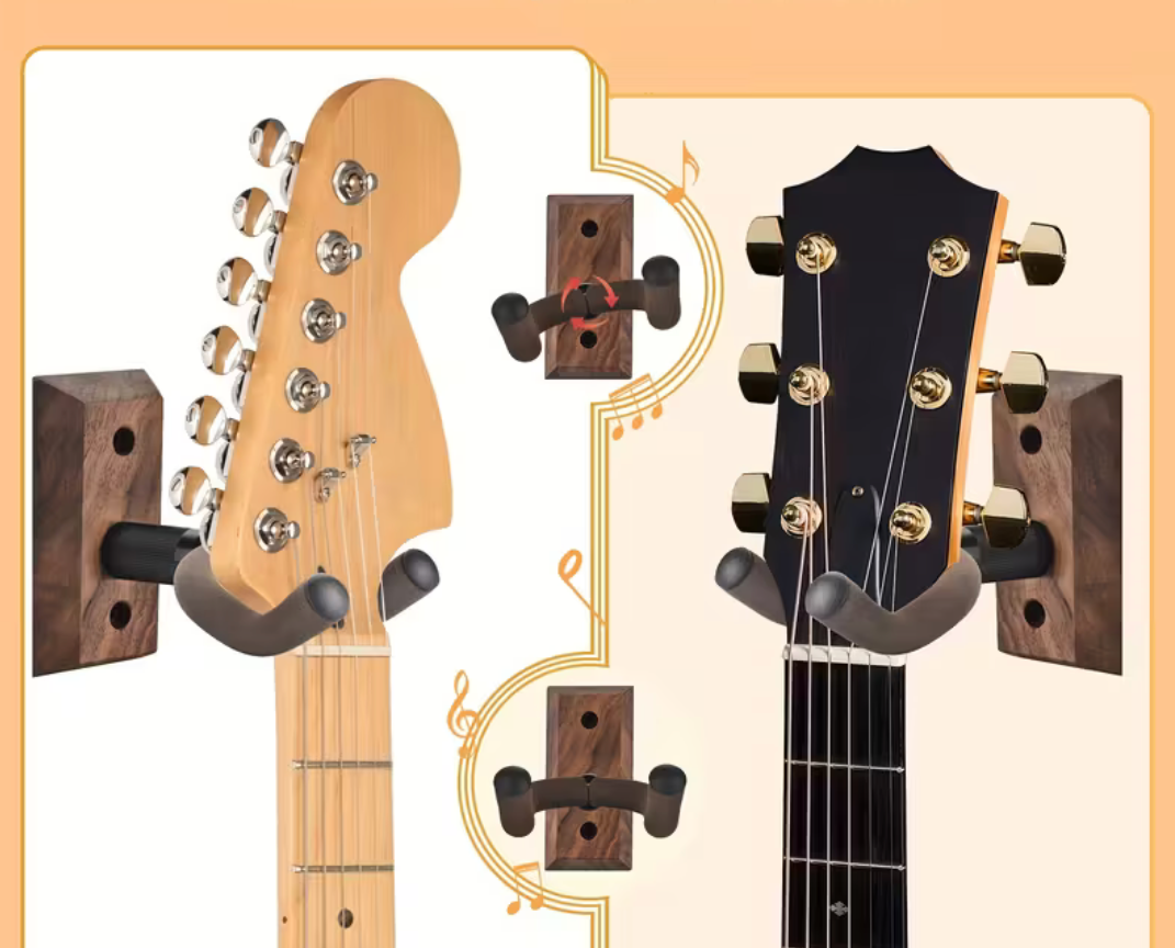 Gitarren 2 Wandhalterung Ständer Wand Holzfarbig - Costa Instruments