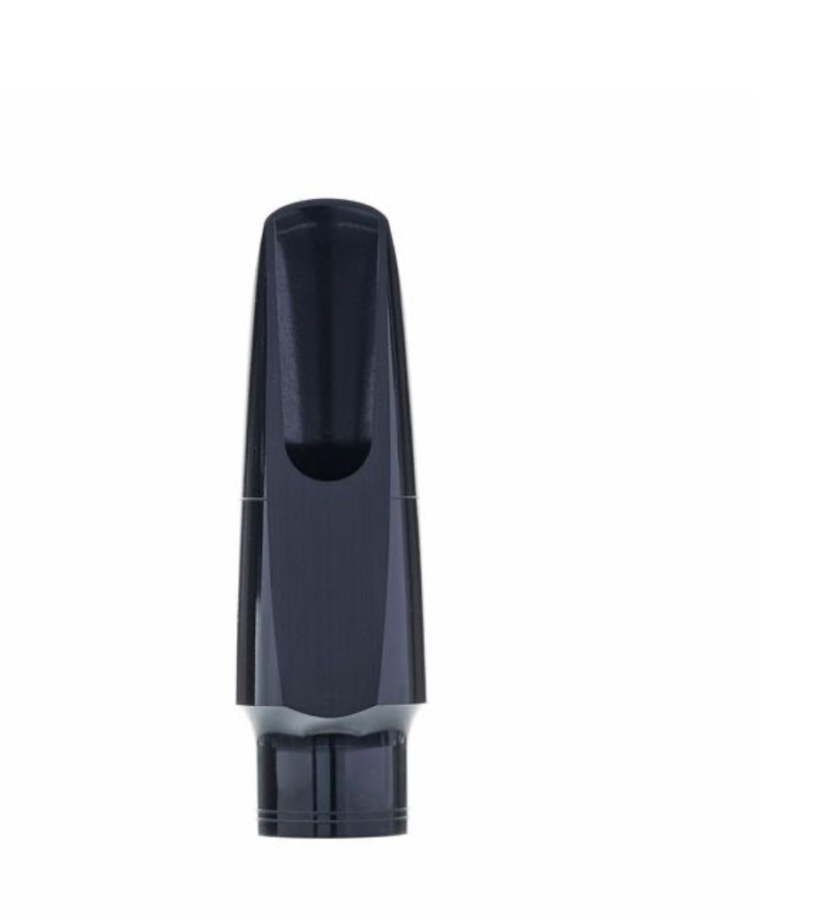 Yamaha 4C, 5C, 6C Altsaxophon Mundstück von Costa Instruments, Nahaufnahme des schwarzen Holzblättchens.