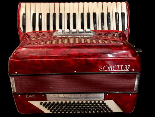 Akkordeon Crucianelli 96 bass Sonett 37 Register 5 Rot made in Italy