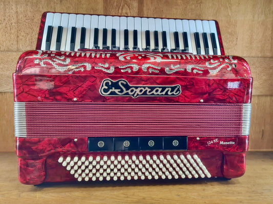 E-Soprani Akkordeon 120 Bässe Rot mit Koffer
