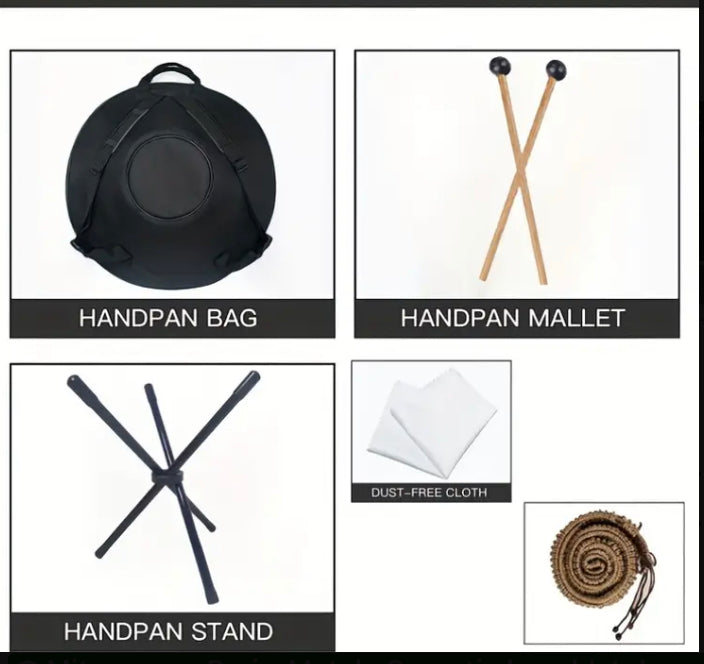 Handpan D-Moll Kupfer Silber 9 Töne Trommel Percussion Klangschale Tasche - Costa Instruments
