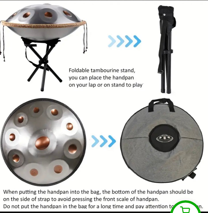 Handpan D-Moll Kupfer Silber 9 Töne Trommel Percussion Klangschale Tasche - Costa Instruments