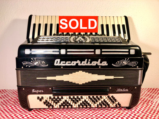Akkordeon Accordiola 120 Bass 9 Register Schwarz Piano Super Italien