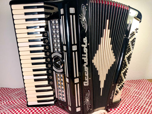 Akkordeon Accordiola 120 Bass 9 Register Schwarz Piano Super Italien