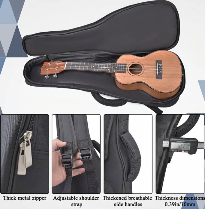 Ukulele Tasche Tenor 23 Zoll 10mm Polsterung Rucksack Gigbag Hülle mit Notenfach dick gepolstert - Costa Instruments