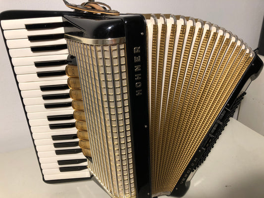 Akkordeon Hohner Verdi II M 96 Bässe 9 Register Schwarz Gold