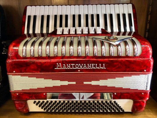 Akkordeon Mantovanelli Akkordeon Rot 120 Bass 7 Register Spielbereit