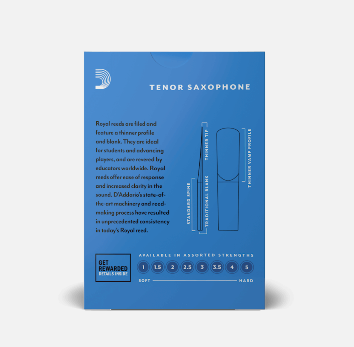 Rico Royal Einzelblatt für Tenor Saxofon, 1,5 Stärke, 2,5 Packung, Saxophon Zubehör von Costa Instruments