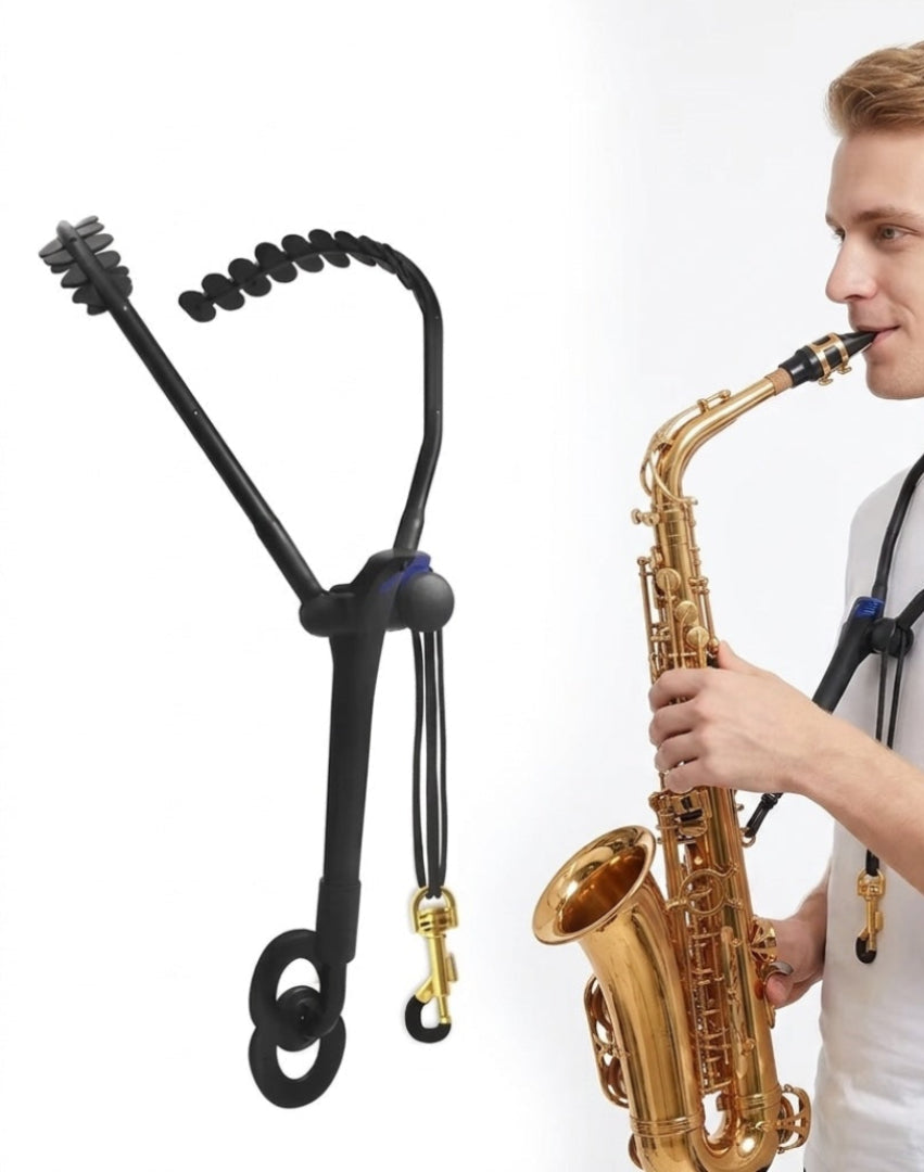 Ergonomischer Profi Saxophon Gurt mit Schulterstütze von Costa Instruments, rutschfest und bequem für sicheren Halt beim Spielen