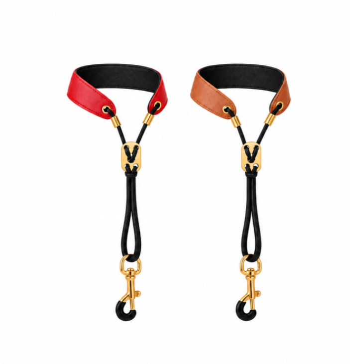 Saxophongurt Leder Braun Rot Trageriemen Tragegurt gepolstert Accessoire - Costa Instruments