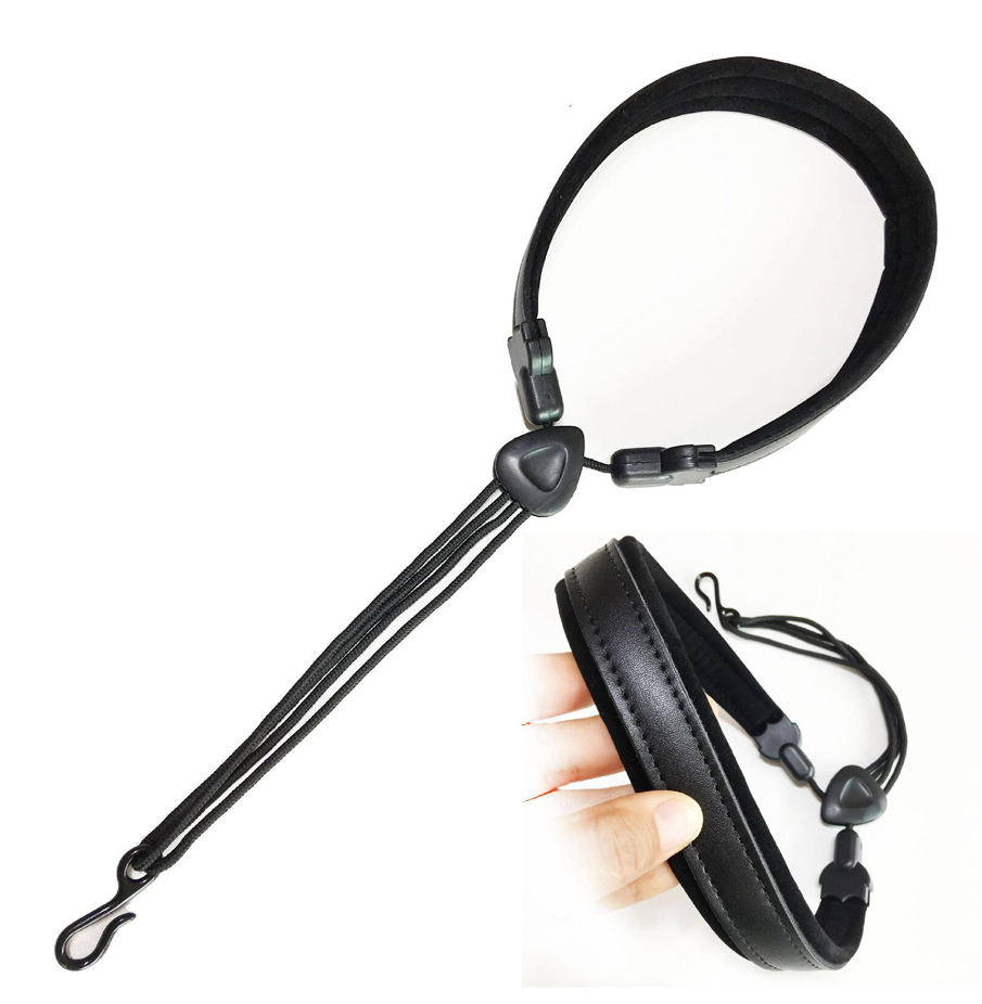 Saxophone Strap Leather Black Clarinet Strap Carrying Strap Padded