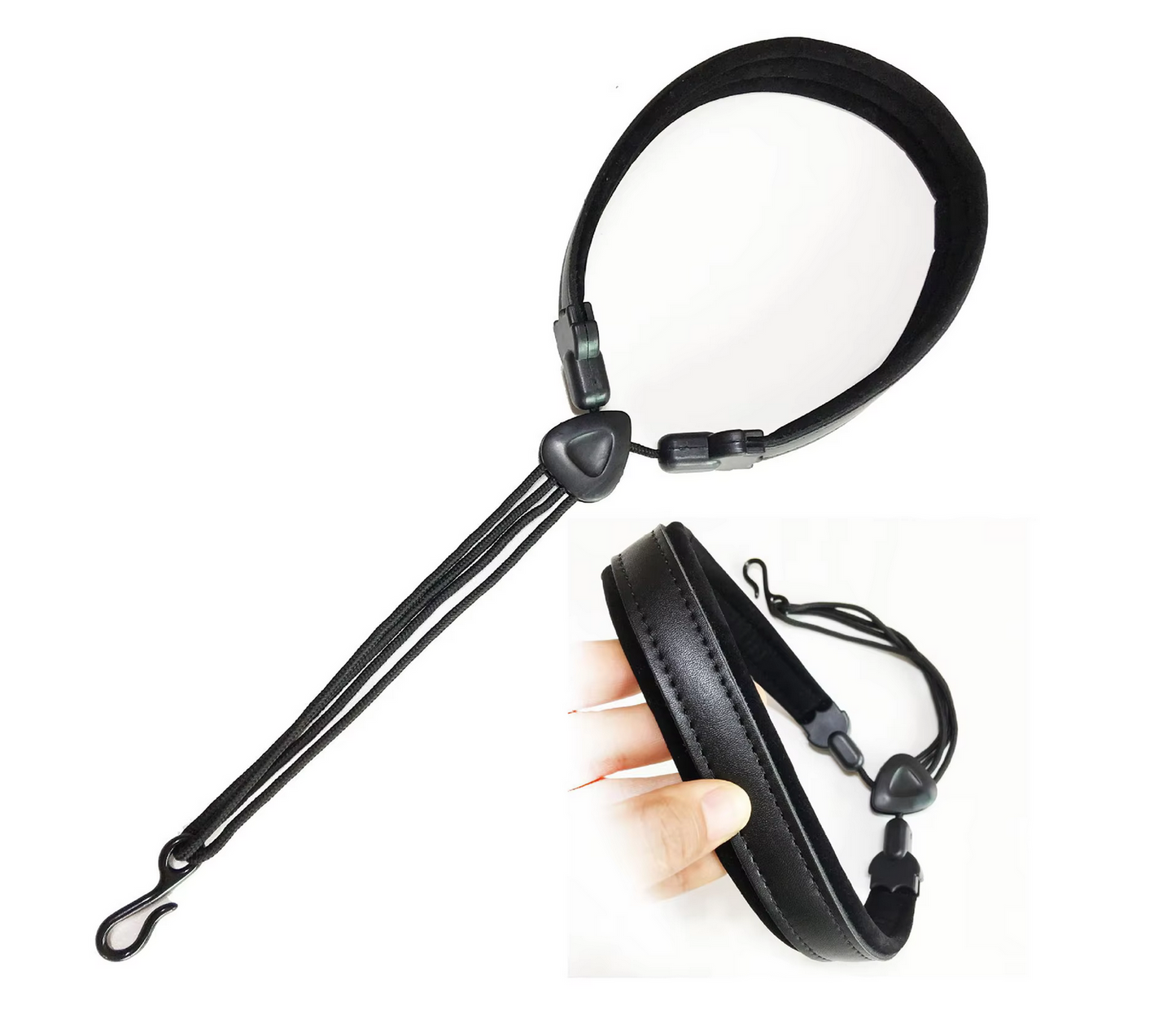 Saxophone Strap Leather Black Clarinet Strap Carrying Strap Padded