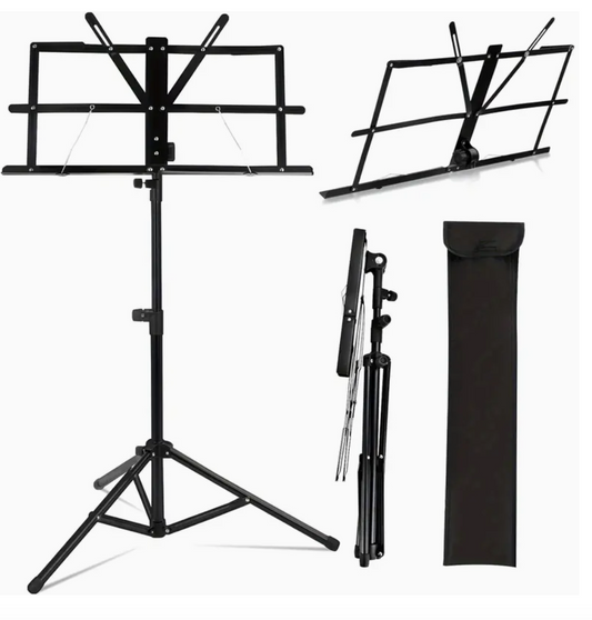 Notenständer Metall Klappbar schwarz Notenhalter 140 x 56 cm Musik Zubehör
