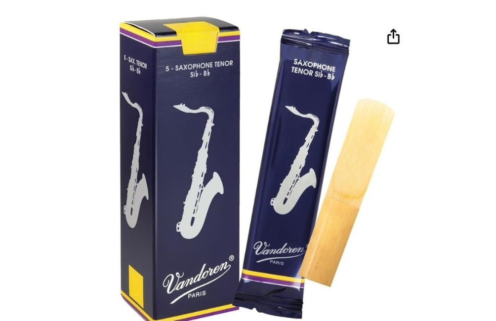 Vandoren Classic Blau Tenorsaxophon Rohrblätter für Saxophon, hochwertige Blättchen von Costa Instruments, sichtbar in der Abbildung.