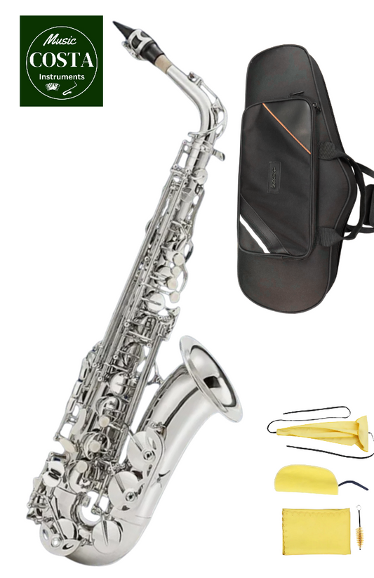 NEU Altsaxophon Silber Schülersaxophon Einsteiger Anfänger Komplett Set mit Rucksack