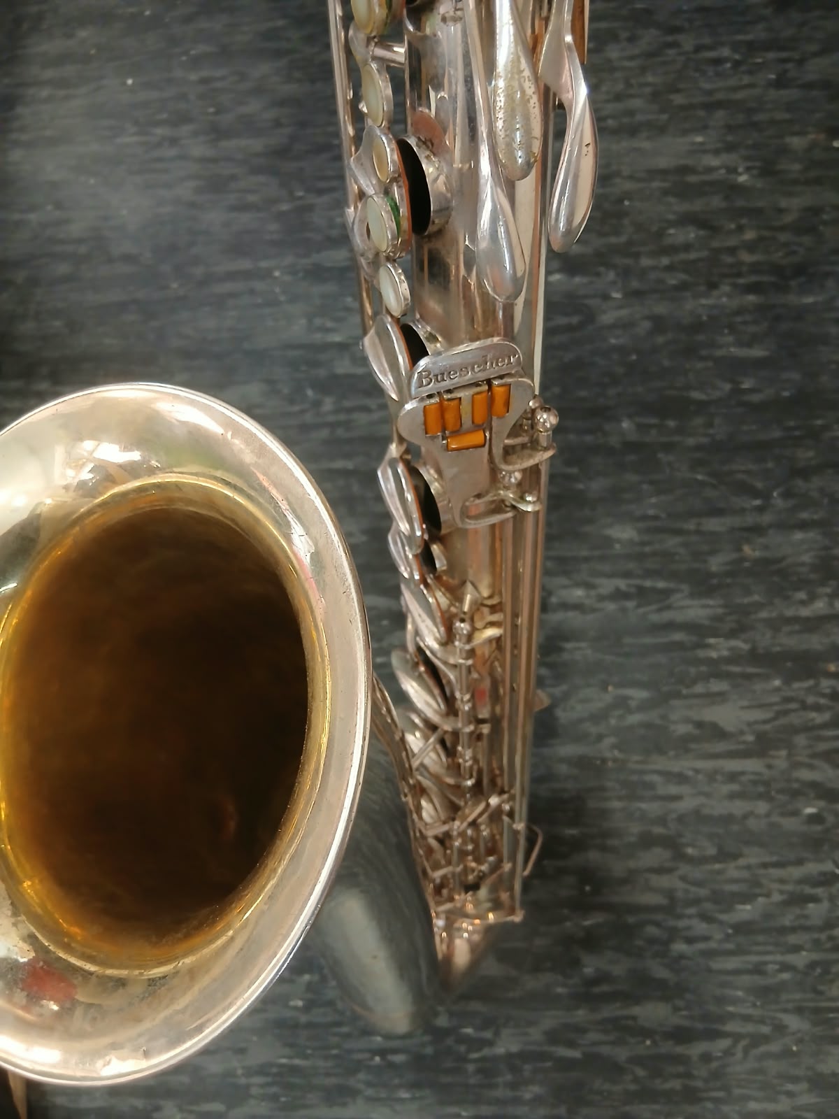 Baritonsaxophon Buescher 400 Silber Versilbert Bariton Saxophon