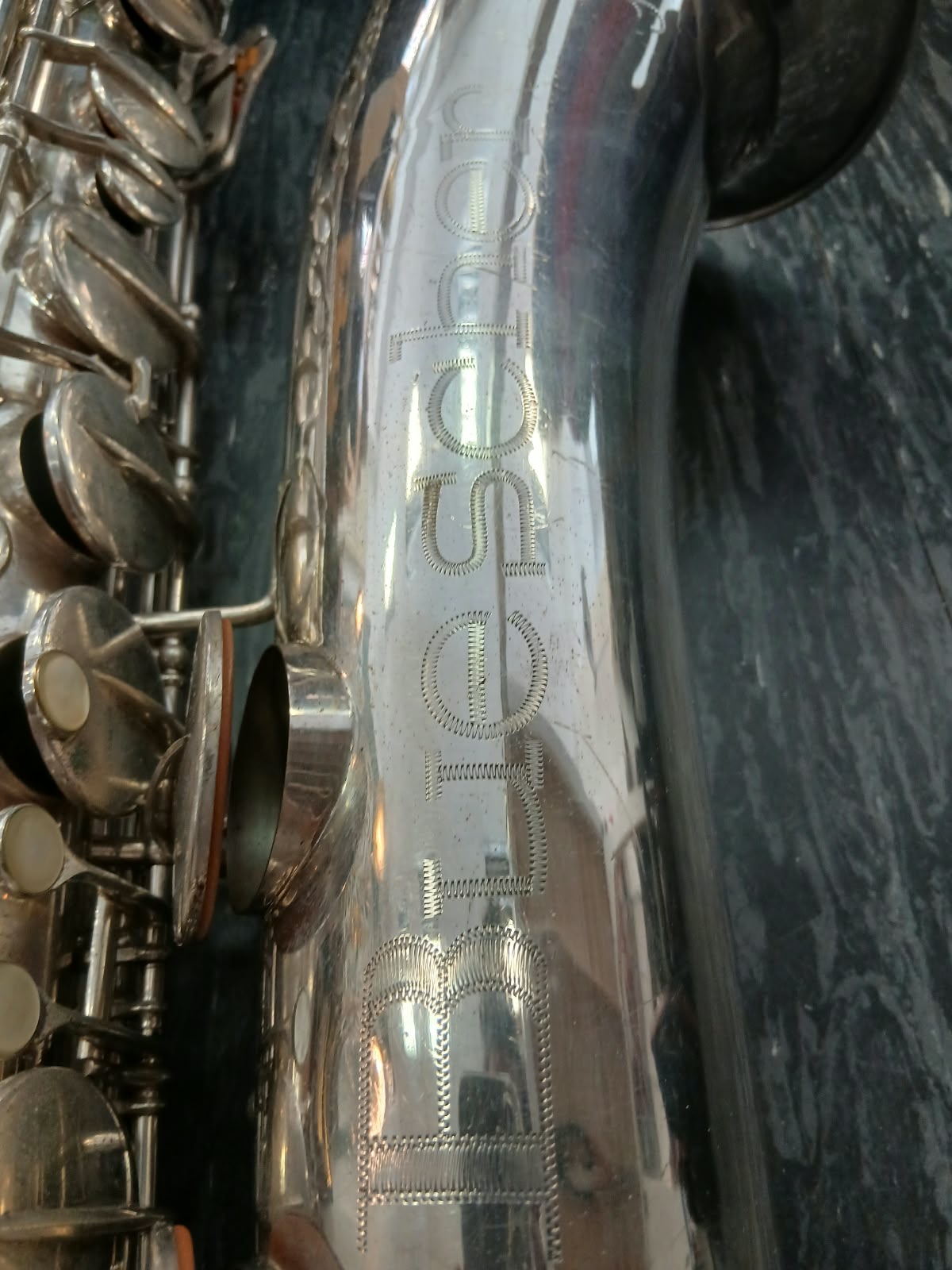 Baritonsaxophon Buescher 400 Silber Versilbert Bariton Saxophon