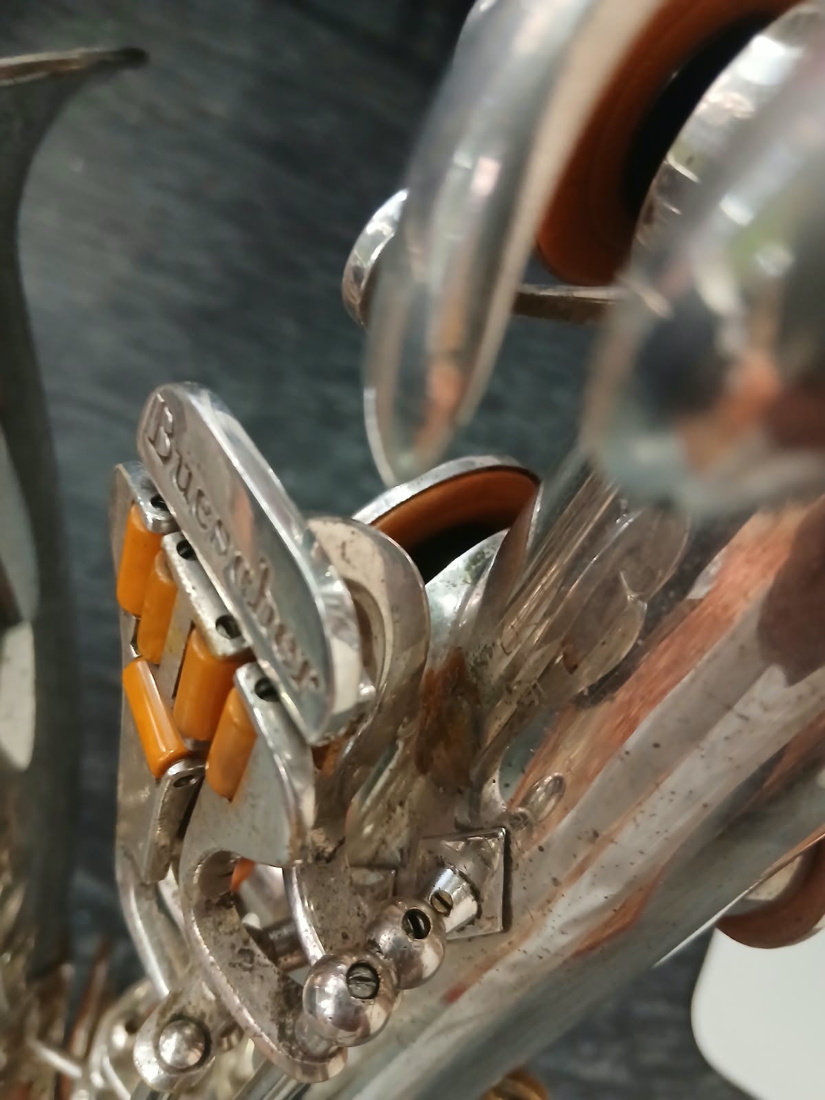 Baritonsaxophon Buescher 400 Silber Versilbert Bariton Saxophon